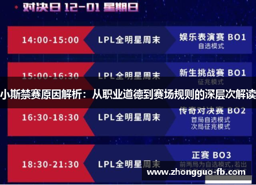 小斯禁赛原因解析：从职业道德到赛场规则的深层次解读