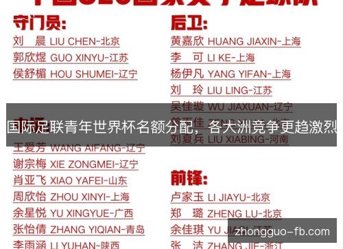 国际足联青年世界杯名额分配，各大洲竞争更趋激烈